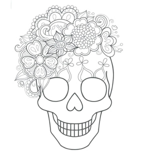 Skull Wearing a Flower Hat