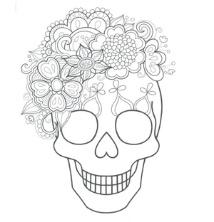 Skull Wearing a Flower Hat Coloring Page