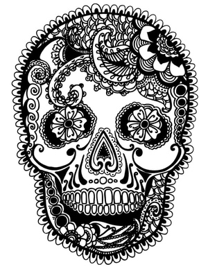 Skull with Intricate Floral Design