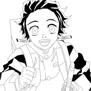 Tanjiro from the anime series Demon Slayer Coloring Page