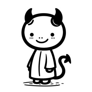 Adorable Grinning Little Devil Coloring Page