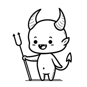 Adorable Little Demon Coloring Page