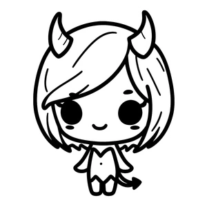 Cute Little Demoness Coloring Page