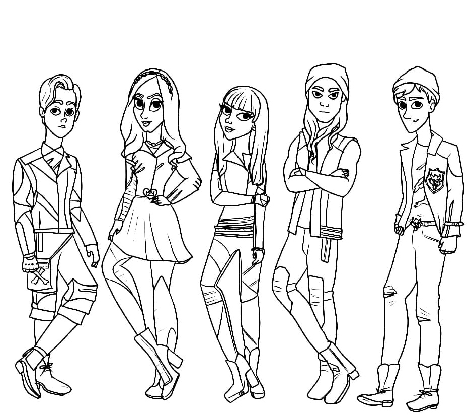 Descendants Disney Cartoon Coloring Page