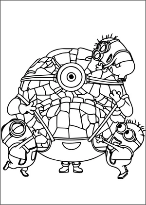 Mega Minions Coloring Page from Despicable Me 4 Coloring Page
