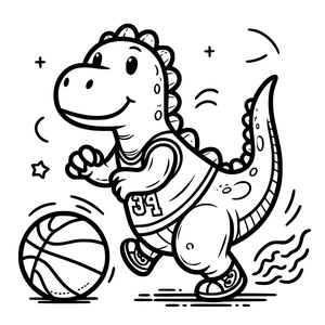 Adorable Dinosaur Playing Soccer Coloring Page