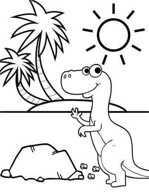 Beach Dinosaur Coloring Page