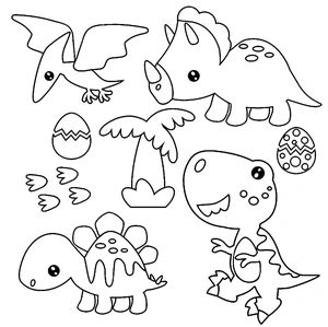 Cute Dinosaurs Coloring Page
