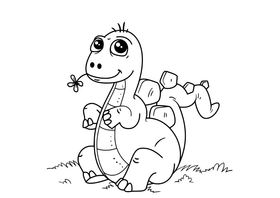 Cute Little Dinosaur Coloring Page