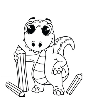 Dino with Pencils