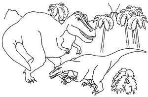 Dinosaur Mother and Baby Dinosaur