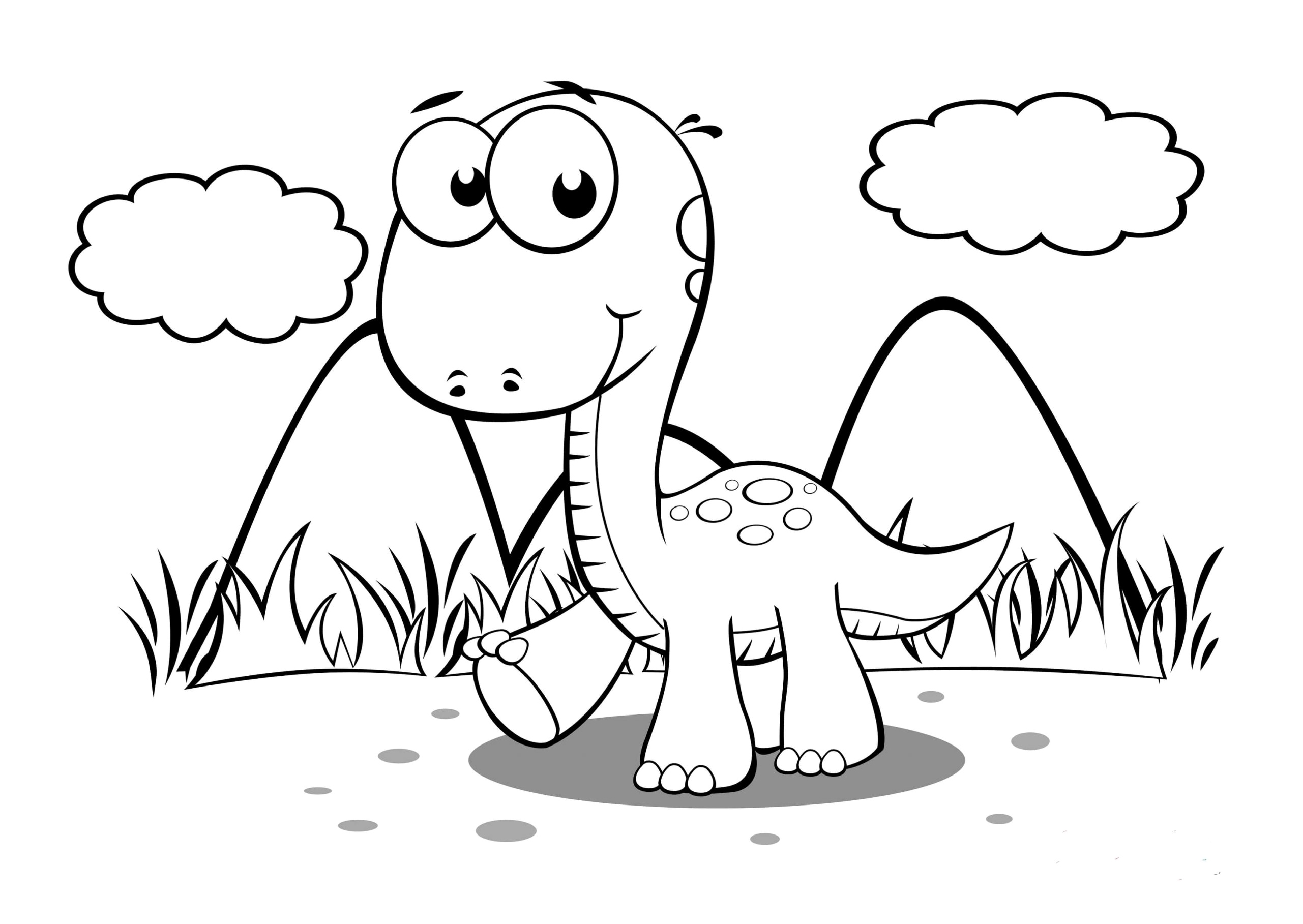 Walking Baby Longneck Dinosaur Coloring Page