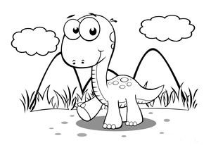 Walking Baby Longneck Dinosaur Coloring Page