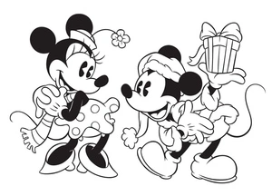 Minnie and Mickey Christmas Coloring Page Coloring Page