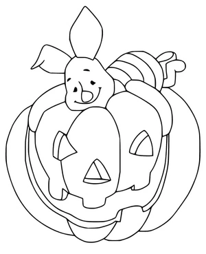 Adorable Disney Halloween Piglet Coloring Page