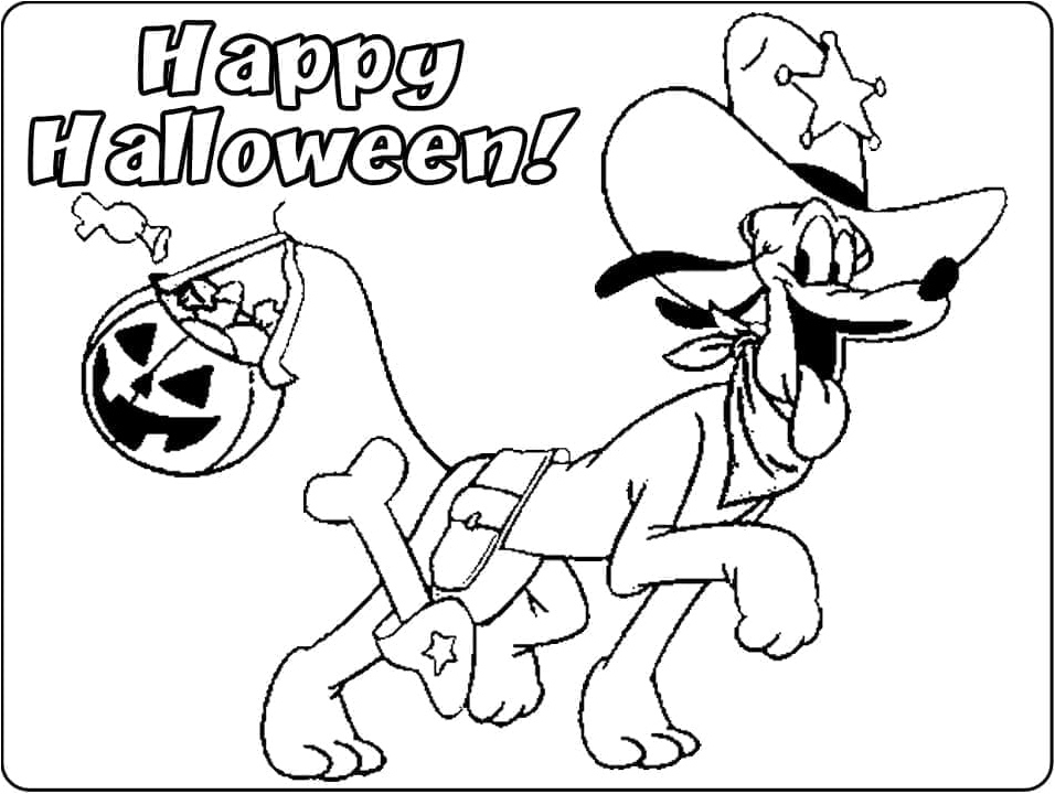 Disney Halloween Coloring Page featuring Pluto Coloring Page