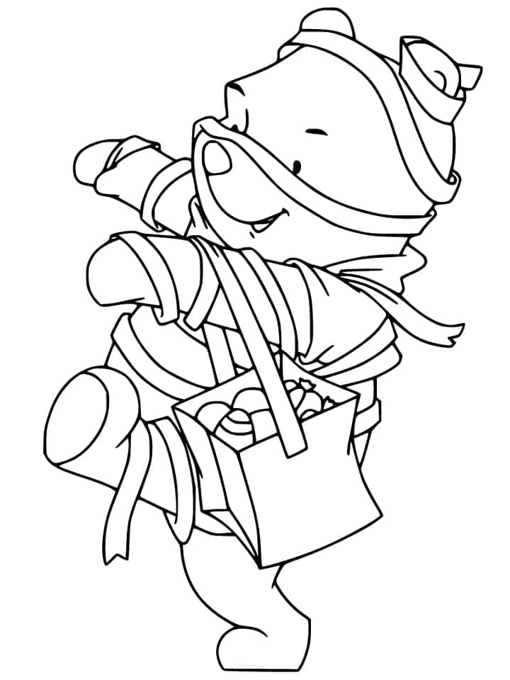 Disney Halloween Mummy Pooh Coloring Page