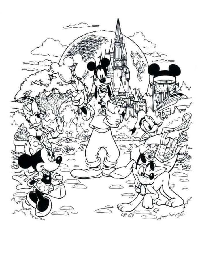 Adorable Disney Characters Coloring Page
