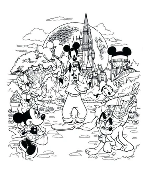Adorable Disney Characters Coloring Page