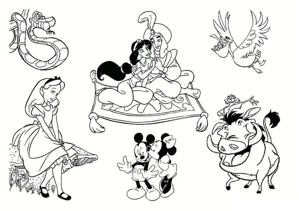 Characters from Disney Coloring Page