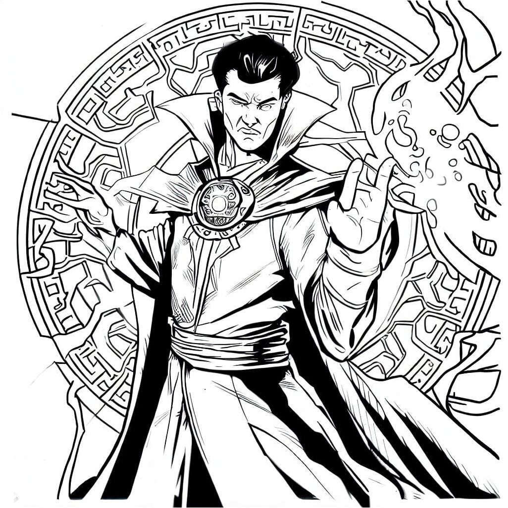 Doctor Strange in Action Coloring Page