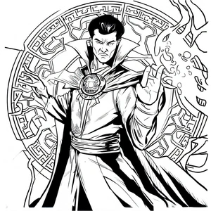 Doctor Strange in Action Coloring Page