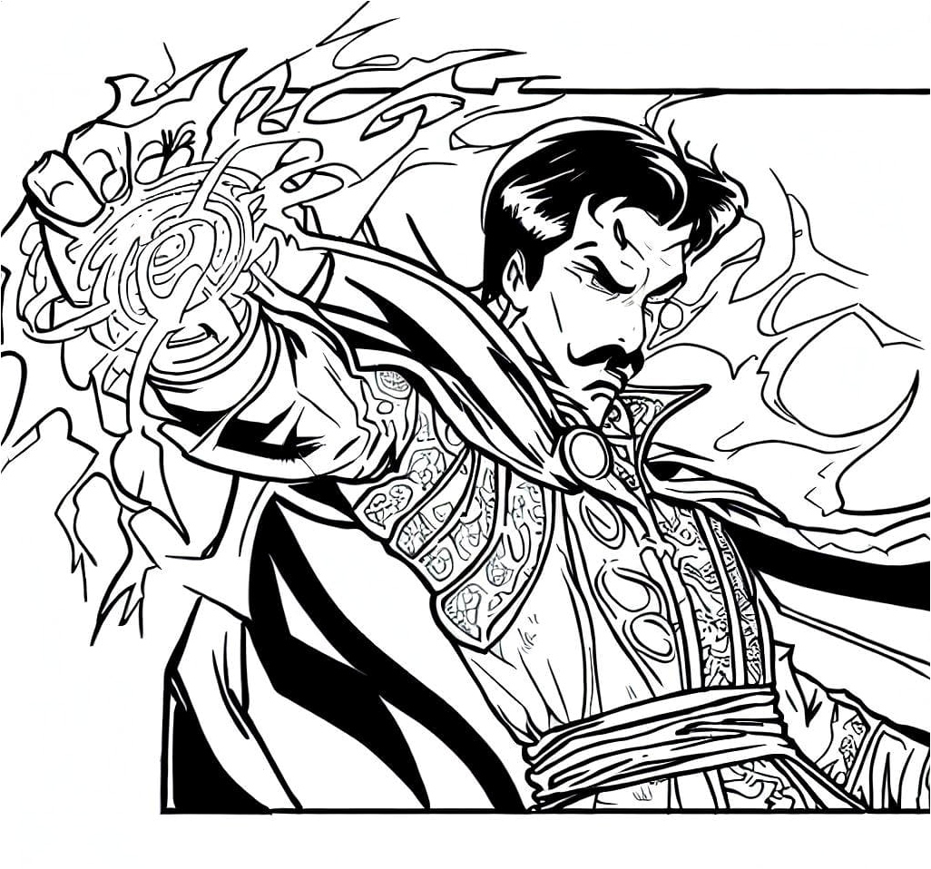 Doctor Strange using his magical powers Coloring Page