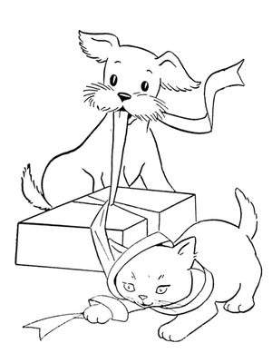 Printable Dog and Cat Drawing Coloring Page