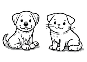 Printable page featuring an adorable dog and cat