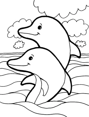 A Pair of Joyful Dolphins Coloring Page