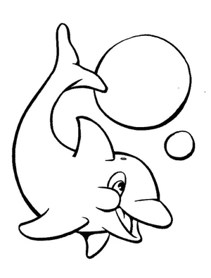 Dolphin Playing with a Ball. Coloring Page