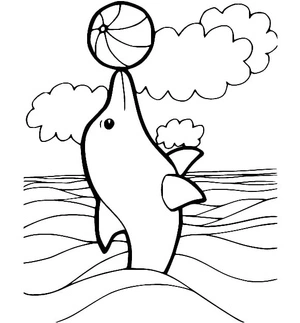 Dolphin's Ball Play Coloring Page