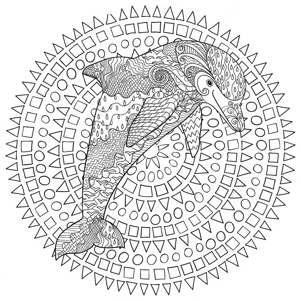Geometric Dolphin Coloring Page Coloring Page