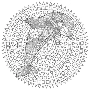 Geometric Dolphin Coloring Page Coloring Page