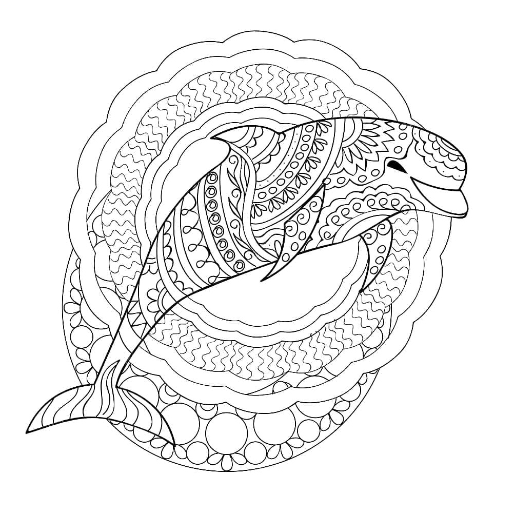 Pattern of Dolphins Coloring Page