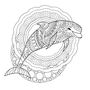 Pattern of Dolphins Coloring Page