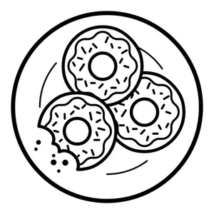 Plate of Donuts Coloring Page