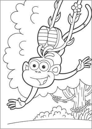 Boots the Monkey coloring page, inspired by Dora the Explorer Coloring Page