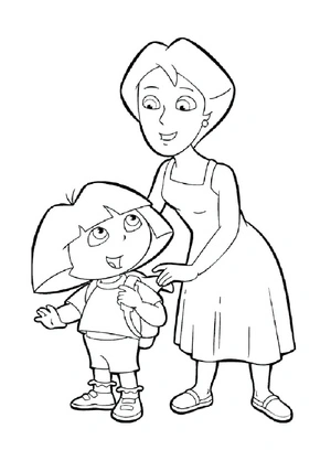 Dora and Mother Coloring Page