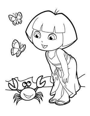 Dora and the Sand Crab Coloring Page