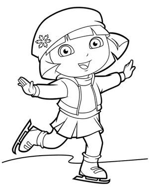 Dora Ice Skating Coloring Page