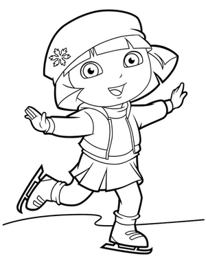 Dora Ice Skating Coloring Page Coloring Page
