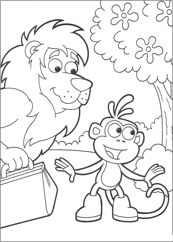 Lion and Boots Coloring Page