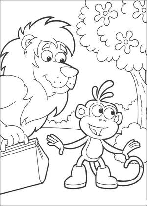 Lion and Boots Coloring Page