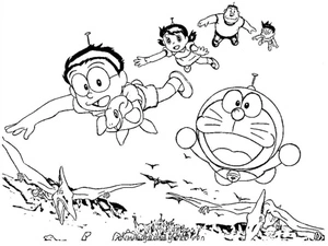 Doraemon and his friends Coloring Page