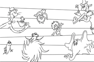 Dr. Seuss and His Fun Friends Coloring Page