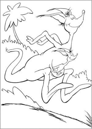 Kangaroos are happily jumping along the road Coloring Page