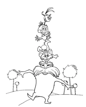 "The Lorax and Its Friends on Wheels" Coloring Page