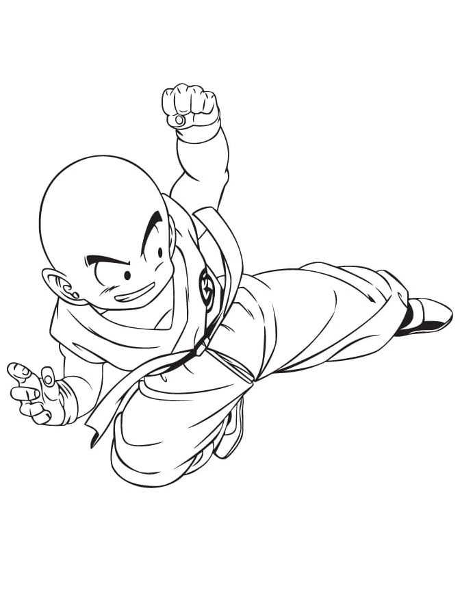 Krillin from Dragon Ball Z Coloring Page