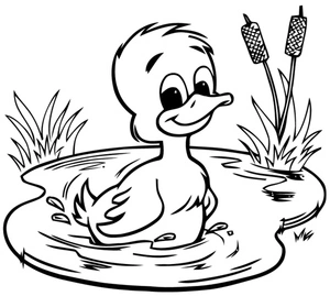 A Lovely Duckling Coloring Page